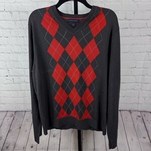 Banana Republic Argyle Print Silk Cotton Cashmere Blend Size Large